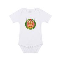 Kerst rompertje met Rendier Rudolf print wit baby Kerst rompertje met Rendier Rudolf print wit baby