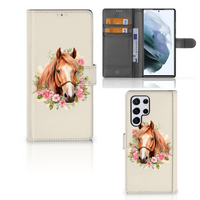 Telefoonhoesje met Pasjes voor Samsung Galaxy S22 Ultra Paard - thumbnail