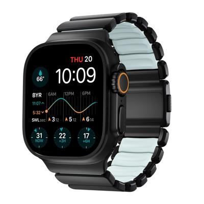 Nomad Stratos band black hardware (45-49mm) - Icy blue glow