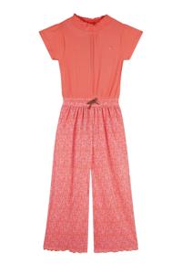 NoNo zomer jumpsuit meisjes - oranje koraal - Daisy AOP, plissee - Sylia