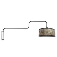 Steinhauer WandlampBloeba zwart met bamboe kap - 4181ZW