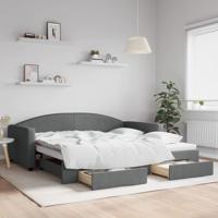 Slaapbank onderschuifbed en lades 100x200 cm stof donkergrijs
