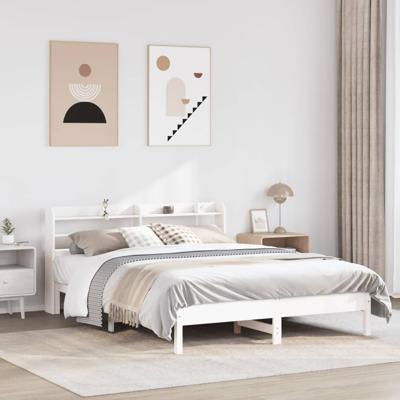 Bedframe zonder matras massief grenenhout wit 135x190 cm