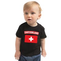 Switzerland t-shirt met vlag Zwitserland zwart voor babys