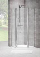 Duka Vela 2000 5-hoek L.draaiend 100x100x195cm (deurmaat 63,6) mat zilver helder glas + ProCare