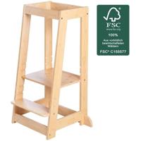 Montessori Leertoren - ROBA - FSC Gecertificeerd Bamboe - Verstelbaar op 3 Hoogteniveaus - Tot 80 Kg - Natuurlijk