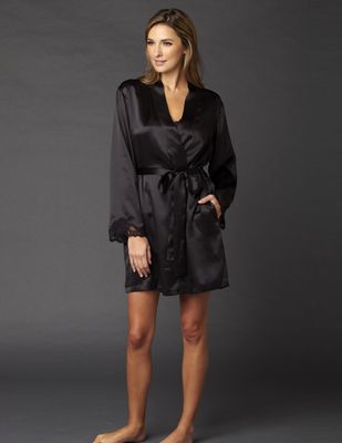 Zijden Wrap Kimono Indulgence, Kleur Zwart, Maat large / extra large