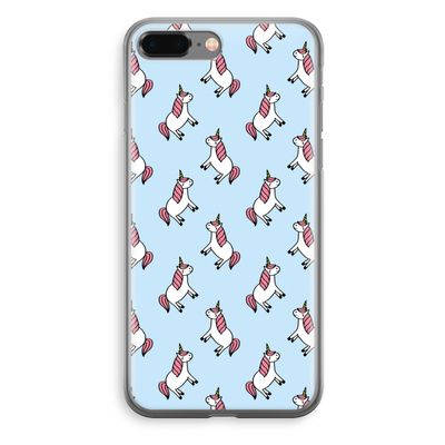 Eenhoorns overal: iPhone 8 Plus Transparant Hoesje
