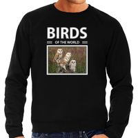 Kerkuilen sweater / trui met dieren foto birds of the world zwart voor heren