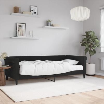 Slaapbank met matras 90x200 cm fluweel zwart