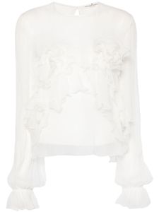 Ermanno Scervino blouse en soie à applique fleur - Blanc