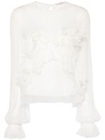 Ermanno Scervino blouse en soie à applique fleur - Blanc