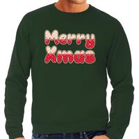 Merry xmas foute Kerst sweater / trui groen voor heren 2XL  - - thumbnail