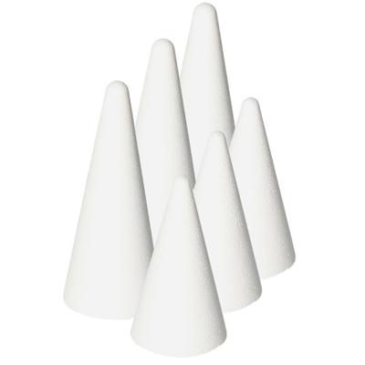 Piepschuim kegels pakket - 6x stuks - wit - hoogte 12 en 21 cm - Hobby basis vormen - knutselen Piepschuim kegels pakket - 6x stuks - wit - hoogte 12 en 21 cm - Hobby basis vormen - knutselen