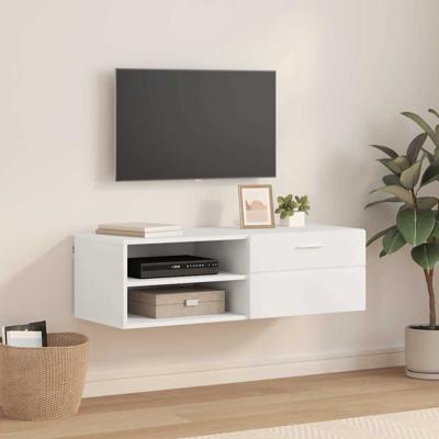 TV-kast met lade met plank Wit 100.5 x 39 x 30 cm Bewerkt hout