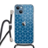 Zwart-witte kubussen: iPhone 13 Transparant Hoesje met koord