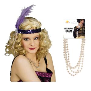 Carnaval verkleed accessoire set - dames hoofdband en parelketting - charleston/jaren 20 stijl