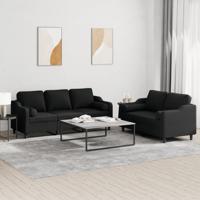 2-delige Loungeset met kussens stof zwart