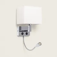 Wandlamp met losse leeslamp wit en chrome bedlamp hotel &apos;Culp&apos;