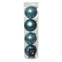 4x stuks glazen kerstballen ijsblauw (blue dawn) 10 cm mat/glans   - - thumbnail