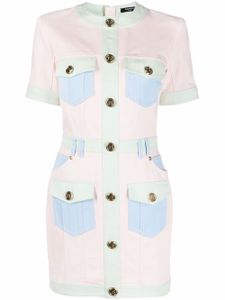 Balmain robe en jean à empiècements contrastants - Rose