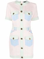 Balmain robe en jean à empiècements contrastants - Rose