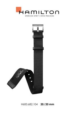 Horlogeband Hamilton H600.682.104.H690682104 Onderliggend Nylon/perlon Zwart 20mm