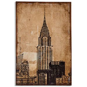 Giftdecor Schilderij York Chrysler 90 x 60 cm linnen bruin