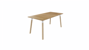 Tafel 8711 recht - 200 x 80 cm. - Wit - Toscaans noten - Beuken naturel