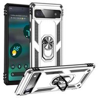 Google Pixel 6a Hybrid Case met Metalen Standaard - Zilver