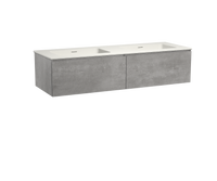 Storke Edge zwevend badmeubel 150 x 52 cm beton donkergrijs met Mata dubbele wastafel in mat witte solid surface