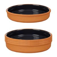 8x stuks tapas/hapjes serveren/oven schaal terracotta/zwart 23 x 4 cm