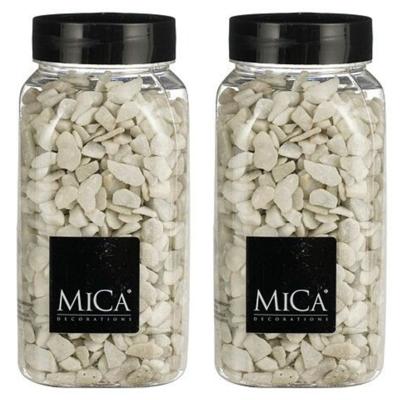 Mica Decorations decoratie steentjes - 2x - wit - 1 kilo - 650ml - hobby steentjes