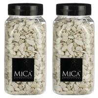 Mica Decorations decoratie steentjes - 2x - wit - 1 kilo - 650ml - hobby steentjes