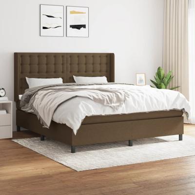 Boxspring met matras stof donkerbruin 160x200 cm