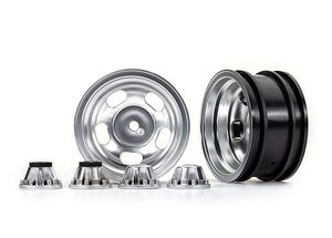 Traxxas - Wheels, 2.2", satin chrome (2)/ center caps (front (2), rear (2)) (TRX-8158)