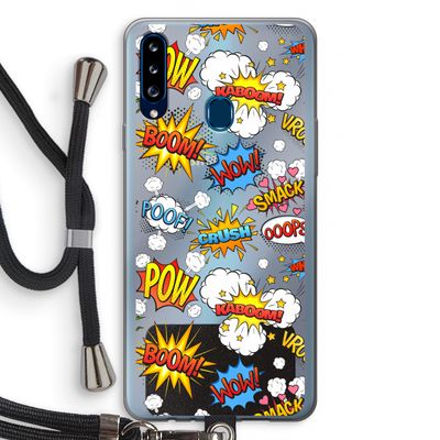 Pow Smack: Samsung Galaxy A20s Transparant Hoesje met koord