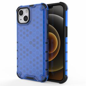 Lunso - Honinggraat Armor Backcover hoes - iPhone 13 - Blauw