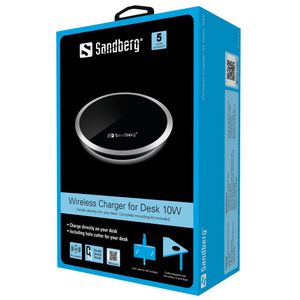 Sandberg Wireless Charger for Desk 10W oplader voor mobiele apparatuur Binnen Zwart