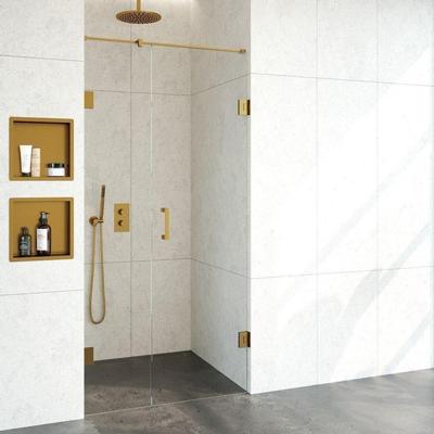 BRAUER Void nisdeur 2-delig helder glas 100x200 omkeerbaar met draaideur 60 aan muur incl. glascoating PVD goud GS-VON2H6040200GG