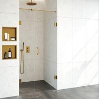 BRAUER Void nisdeur 2-delig helder glas 100x200 omkeerbaar met draaideur 60 aan muur incl. glascoating PVD goud GS-VON2H6040200GG