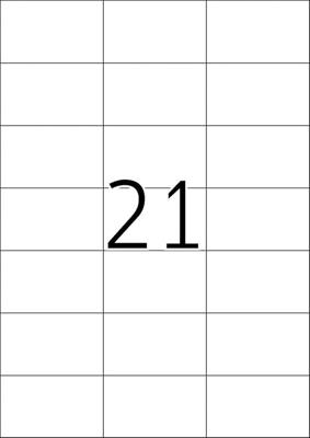 Huismerk A4 Stickervellen voor pakketten en brieven | 70 x 42.3 mm | Wit - 21 Stickers per Vel - 100 stuks per verpakking