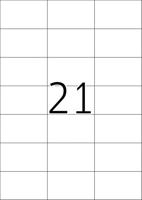 Huismerk A4 Stickervellen voor pakketten en brieven | 70 x 42.3 mm | Wit - 21 Stickers per Vel - 100 stuks per verpakking