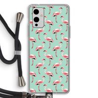 Flamingoprint groen: OnePlus 9 Transparant Hoesje met koord