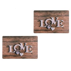 4x Rechthoekige bruine placemats I love you 29 x 44 cm