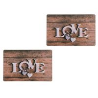 4x Rechthoekige bruine placemats I love you 29 x 44 cm