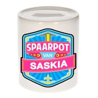 Vrolijke kinder spaarpot voor Saskia   -