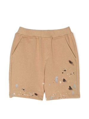 Mostly Heard Rarely Seen 8-Bit short en coton à effet taches de peinture - Marron
