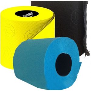 3x Rol gekleurd toiletpapier turquoise/geel/zwart   -