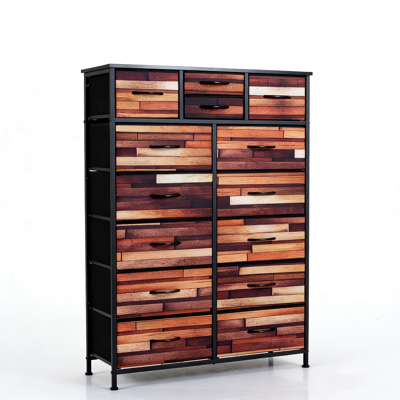 14/11 Ladekast Hoge Kast met Lades van Non-woven Stof Vrijstaande Kast met Metalen Frame-Model 1